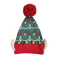 Gorro navideño de elfo rojo y verde