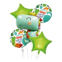 Bouquet de globos de dinosaurio con corona - 5 unidades