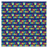 Papel de regalo de Happy Birthday azul marino de 1,52 x 0,76 m