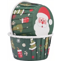 Cápsulas para cupcakes de 5 cm de árbol de Navidad - 50 unidades