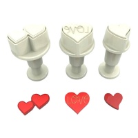 Cortadores de mini corazones con expulsor - Dekofee - 3 unidades