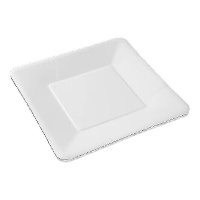Platos de 18 cm de cartón blanco cuadrados - 25 unidades