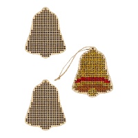 Figura de madera para bordar de Campana de 8 x 6,4 cm - 3 unidades