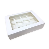 Caja para 12 cupcakes blanca de 33 x 25 x 7,5 cm - Sweetkolor