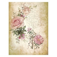 Papel de arroz vintage con rosas y llave de 29,7 x 42 cm - Artis decor - 1 unidad