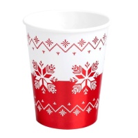 Vasos de Navidad bordado rojo de 270 ml - 6 unidades