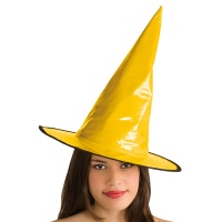 Sombrero de bruja charol amarillo
