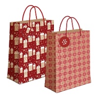 Bolsa regalo de 23 x 18 x 10 cm kraft diseño nevado - 1 unidad