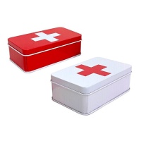 Caja de metal de 11,5 x 6,5 x 4 cm para botiquín rojo o blanco