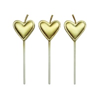 Velas doradas con forma de corazón - PME - 8 unidades