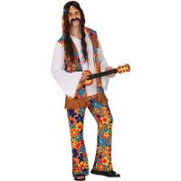 Disfraz de hippie colorido floral para hombre