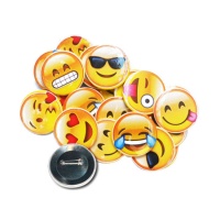 Chapa con caras surtidas de Emoticonos - 1 unidad