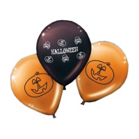 Globos de látex de Halloween negros y naranjas - 8 unidades