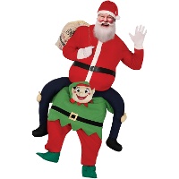 Disfraz de Papá Noel a hombros de elfo para adulto