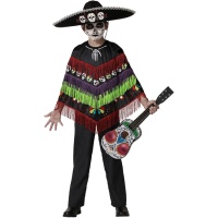 Poncho de esqueleto Catrina infantil