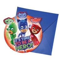 Invitaciones de PJ Masks - 6 unidades