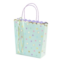 Bolsa regalo de 23 x 17,5 x 8 cm de estrellas de colores azul - 1 unidad