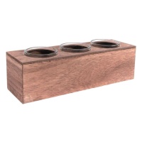 Portavelas de madera con 3 huecos de 21 x 6 cm - Dcasa
