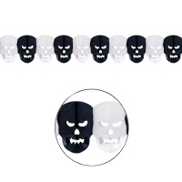 Guirnalda de calaveras blancas y negras de 1,27 m