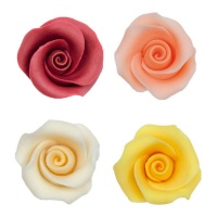 Figuras de azúcar de rosas de colores de 4 cm - Dekora - 16 unidades