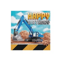 Servilletas de Construcción Happy Birthday de 16,5 x 16,5 cm - 16 unidades