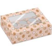 Caja para 6 cupcakes de muñeco de jengibre - 2 unidades