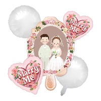 Bouquet de globos de boda marry me - 5 unidades