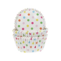 Cápsulas para cupcakes blancas con lunares de colores - House of Marie - 50 unidades