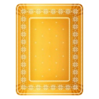 Bandeja de cartón rectangular de Navidad de bordado dorado de 25 x 34 cm - 1 unidad