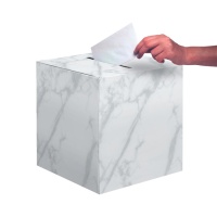Caja de deseos con efecto mármol blanco de 30,4 x 30,4 x 30,4 cm