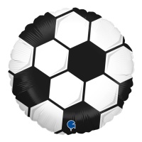 Globo de balón de fútbol negro y blanco de 46 cm - Grabo