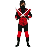 Disfraz de ninja rojo y negro infantil