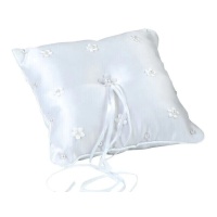Cojín para alianzas con flores y perlas de 20 x 20 cm