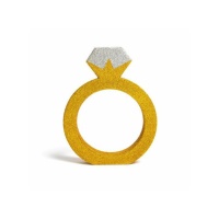 Centro de mesa de anillo dorado y plateado con purpurina de 16,5 x 20,5 cm