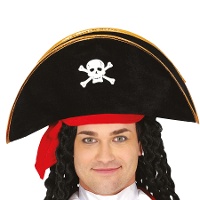 Sombrero de pirata con calavera blanca para adulto