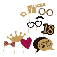 Kit para photocall de Felices 18 - 10 unidades