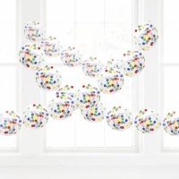 Guirnalda de globos con confetti multicolor - Unique - 15 unidades