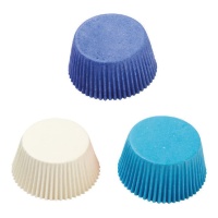 Cápsulas para cupcakes azul, azul marino y blanco - Decora - 75 unidades