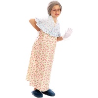 Disfraz de anciana de vestido floral para niña