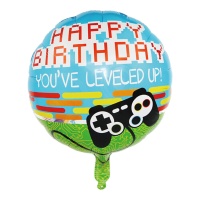 Globo de Happy Birthday de videojuegos de 45 cm