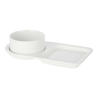 Bol de 0,6 L y plato de porcelana de 32,5 x 17,5 cm para brunch - 2 piezas