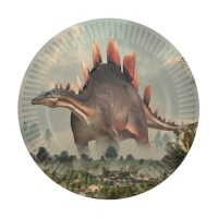Platos de dinosaurios del jurásico de 18 cm - 8 unidades