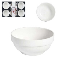 Cuencos de aperitivo de 0,2 L redondos de porcelana blanca - 6 unidades