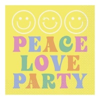 Servilletas Hippie de Peace Love Party de 16,5 x 16,5 cm - 16 unidades