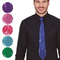 Corbata de lentejuelas colores clásicos de 35 cm