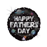 Globo redondo del espacio con mensaje de Happy Fathers Day de 46 cm - Grabo