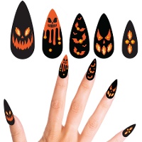 Uñas postizas de calabazas con joyas - 12 unidades