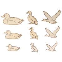 Figuras de madera de patos surtidas - 15 unidades