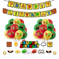 Kit de globos, guirnalda y toppers de Súper Mario - Monkey Business - 27 unidades