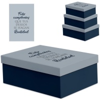 Caja rectangular Feliz cumpleaños azul - DCasa - 3 unidades